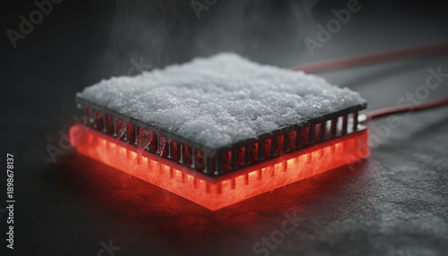 Thermoelectric generator TEG module showing hot and cold sides Seebeck effect