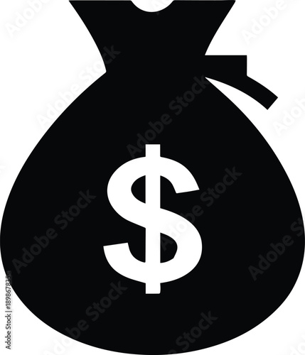 Money Bag Dollar Sign Icon Vector .