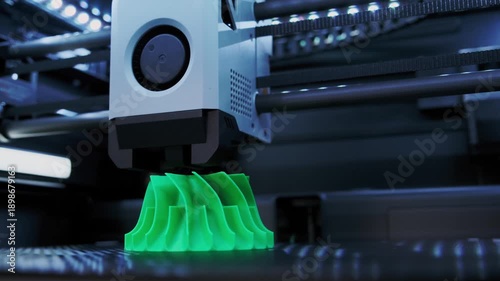 Closeup Shot of Creating Green Vase With a 3D Printer in a Workshop Setting