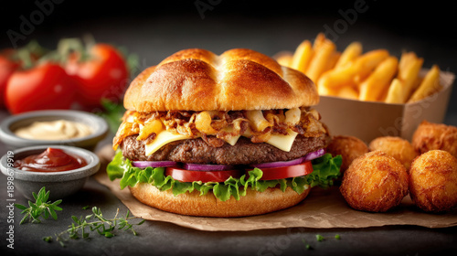 Empty fast food packaging o...