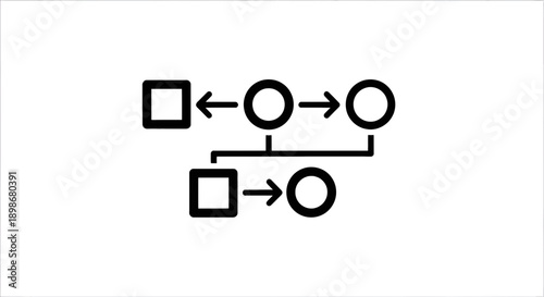 Diagram illustrating a basic flowchart with directional arrows and nodes