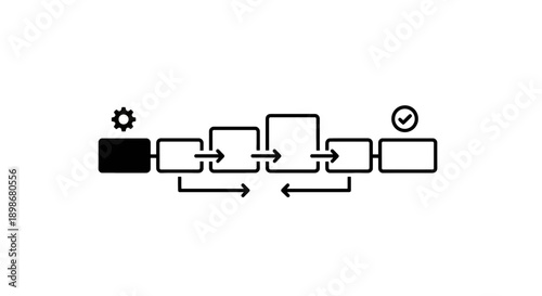 A visual representation of a simple workflow or process diagram with interconnected steps