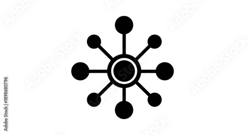 Modern abstract network connection icon with central node and peripheral links