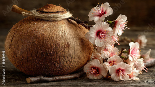 Hawaii drink in a coconut s...