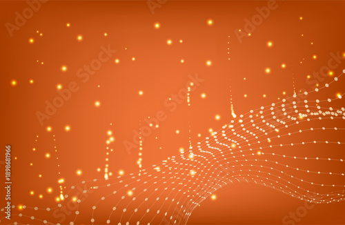 Abstract vector background. Elegant background for business presentations. Lines, point, plane in 3D space.Cryptocurrency fintech network blockchain and programming concept.