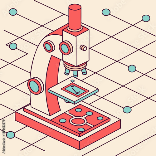 Futuristic nanotechnology machine at a microscopic level, representing advancements in molecular engineering, miniaturization, and scientific innovation. Vector art.