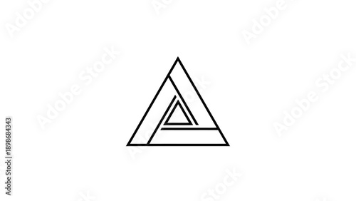 A minimalist line art illustration of three nested triangles forming a geometric pattern on a white background with a simple and modern aesthetic.