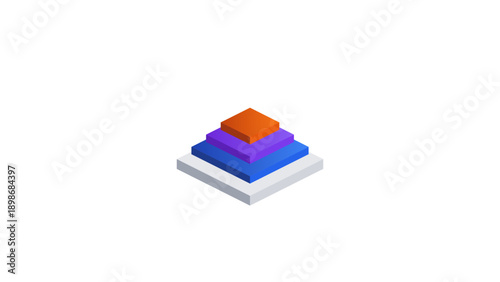 Isometric 3D Stacked Data Layers and Software Architecture Diagram