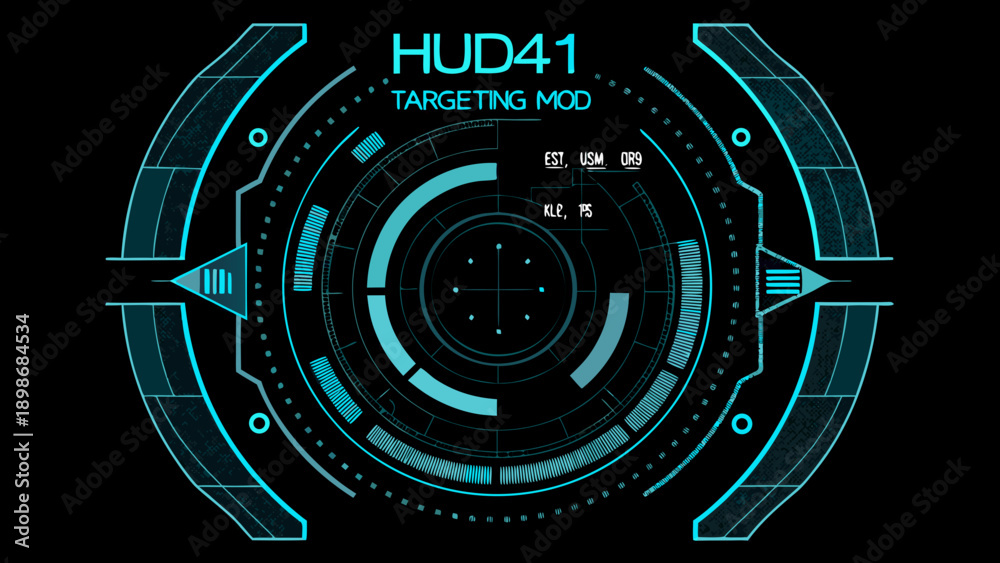 Obraz premium Futuristic hud41 targeting mod display with cyan glowing elements