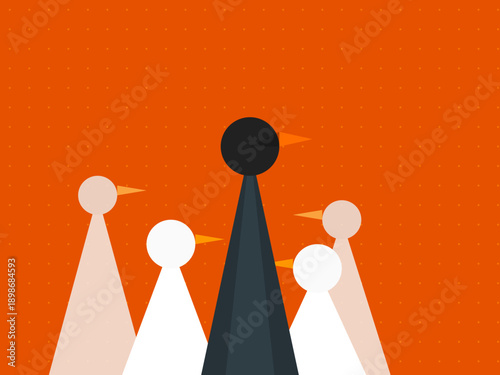 Minimalist Geometric Goose Composition in Orange and Black
