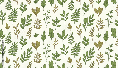 Hand Drawn Garden Foliage Seamless Pattern