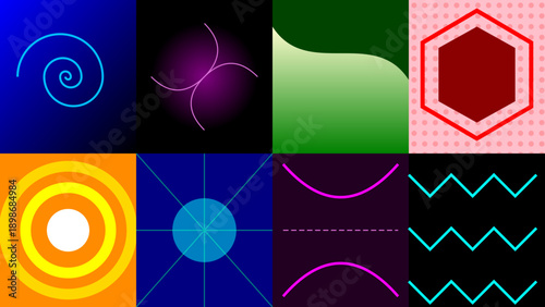 Multi-Pattern Geometric Abstract Graphic Display