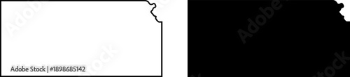 Photos Kansas State Map Silhouette and Minimalist Outline Vector Set
