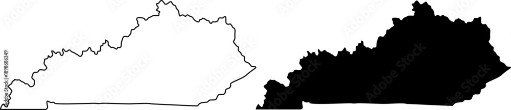 Obraz premium Kentucky state map outline and silhouette