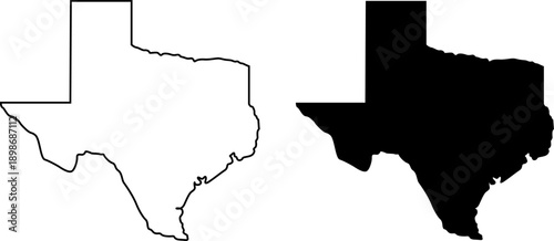Texas Map Silhouette and Outline Illustration