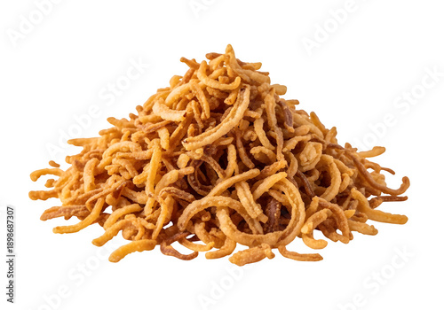 pile of crispy fried onions or roasted onions isolated on transparent or white background. PNG
