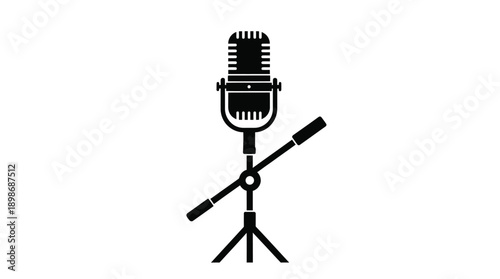 Vintage microphone with stand a striking black silhouette