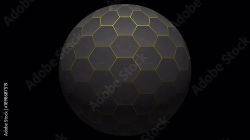 Futuristic Hexagon globe with Glowing Sci-Fi Pattern