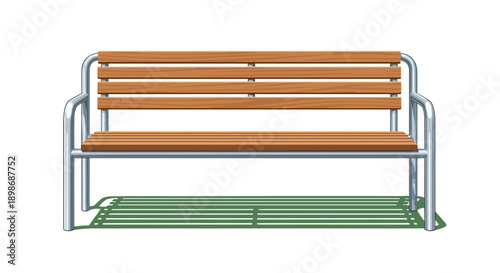 Wooden Park Bench Vector, Urban Resting Place - Outdoor Seating Design Element for Relaxation and Socializing, Isolated on transparent background.