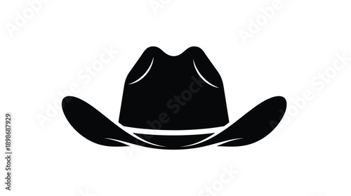 A striking black cowboy hat design against a white background silhouette