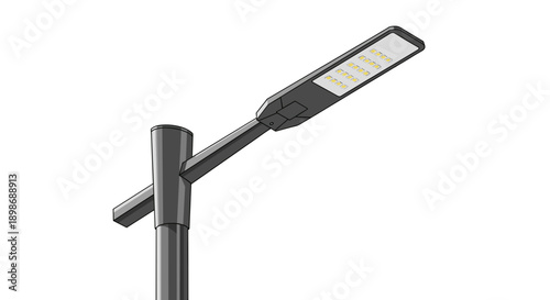 Modern LED Street Light Illustration: Energy-Efficient, Urban Lighting Solution for Safety and Security, isolated on transparent background, Ideal for City Planning Visuals