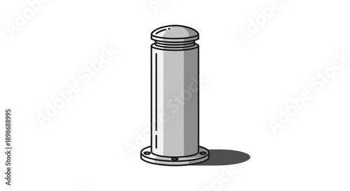 Silver Bollard Cartoon, Street Security Post Vector, Urban Barrier Element - Isometric Illustration, Cityscape Design, Isolated on transparent background.