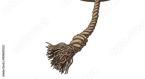 Cartoon Style Worn Rope End - Nautical Clipart, Isolated on Transparent Background. Perfect for Maritime Design, Texture Elements, Adventure Themes. Detailed Twisted Rope Vector.