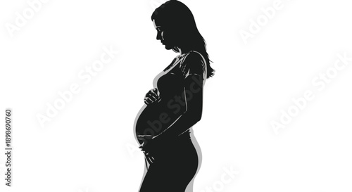 Silhouette of a pregnant woman standing