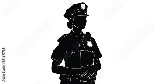 Black silhouette of a female police officer