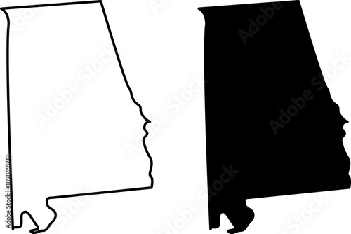 Alabama state outline in black and white