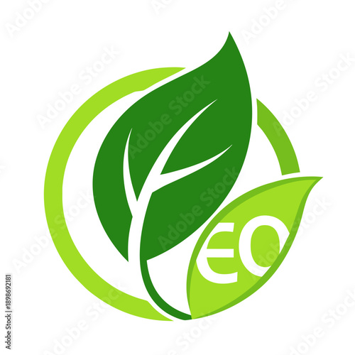 Green leaves forming a circular eco friendly logo with the letters eco