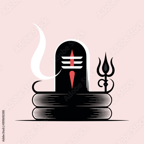 Shiva Lingam and Trident Vector Illustration - Religious Symbolism