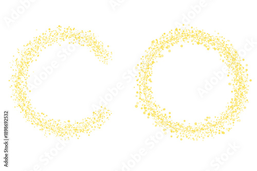 Yellow Gold shining glitter sparkling circles and stars on a transparent background. PNG file