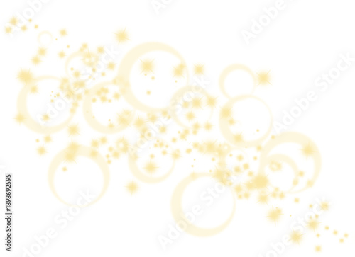 Gold shining glitter sparkling circles and stars on a transparent background. PNG file