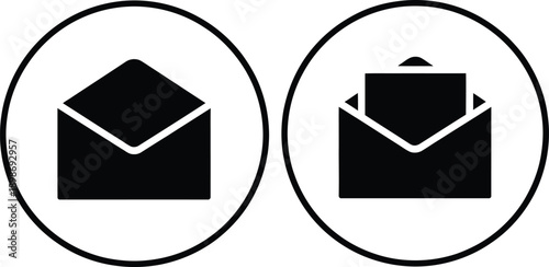 Two distinct envelope icons with one open and the other closed
