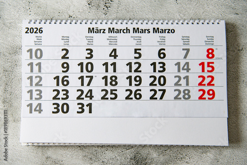 Calendar planner for the month march 2026