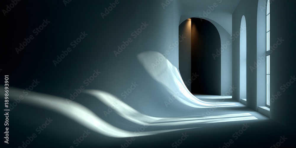 Fototapeta premium Abstract architectural corridor with light and shadow curves