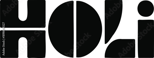 Minimalist black and white holi festival logo
