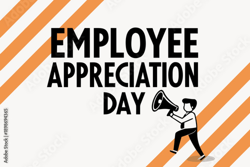 Celebrating employees on appreciation day with a cheerful and determined figure