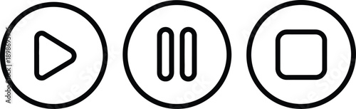 Modern media player interface with play, pause, and stop buttons