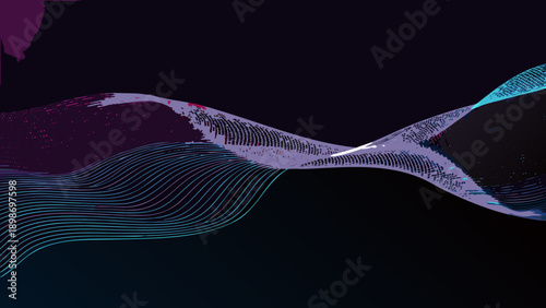 Abstract flowing lines and shapes in shades of purple and blue