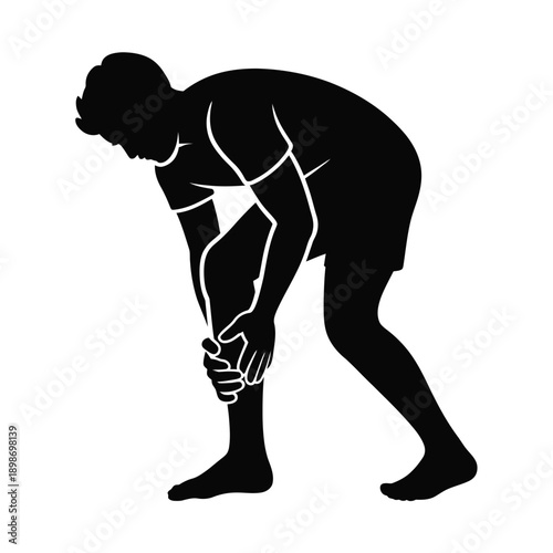Person in a crouching position with a detailed skeletal structure visible. isolated on white background, Vector, illustration