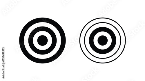 Two distinct circular designs with varying line thicknesses and spacing isolated on white background, Vector, illustration