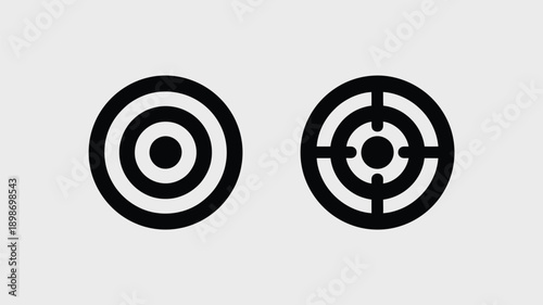 Two distinct target designs with different crosshair patterns on a white background isolated on white background, Vector, illustration