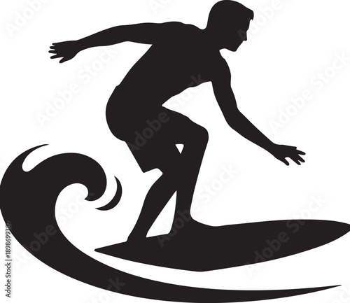 unique Surfer Riding Wave Icon