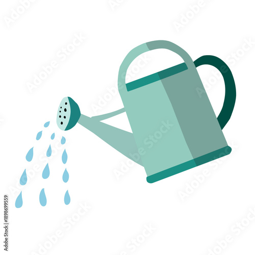 Watering Can in Flat Style for Spring Gardening