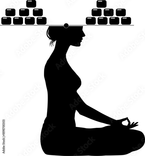 Vektor Silhouette sitzende Frau beim Meditieren - Meditation für die Balance und den Ausgleich