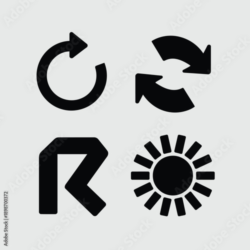 Four distinct icons representing different concepts and functions isolated on white background, Vector, illustration