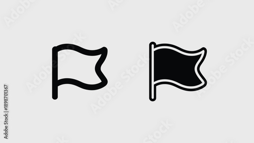 Comparison of a white and a black flag with triangular shapes isolated on white background, Vector, illustration