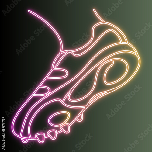 Neon Soccer Cleats Illustration, Glowing Football Shoe Design, Sports Equipment Vector Graphic